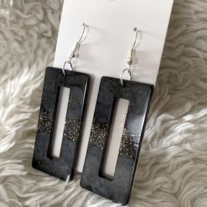 Charcoal and silver dangling earrings